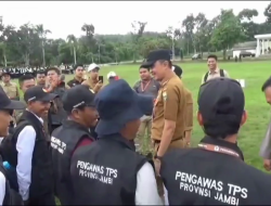 MASA TENANG PEMILU, PJ BUPATI  BACHYUNI PIMPIN LANGSUNG APEL SIAGA PENGAWASAN